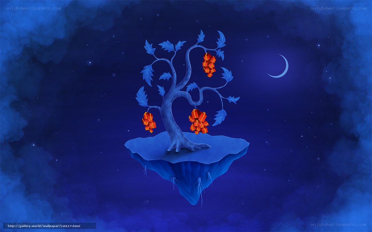 Floating island with glowing tree