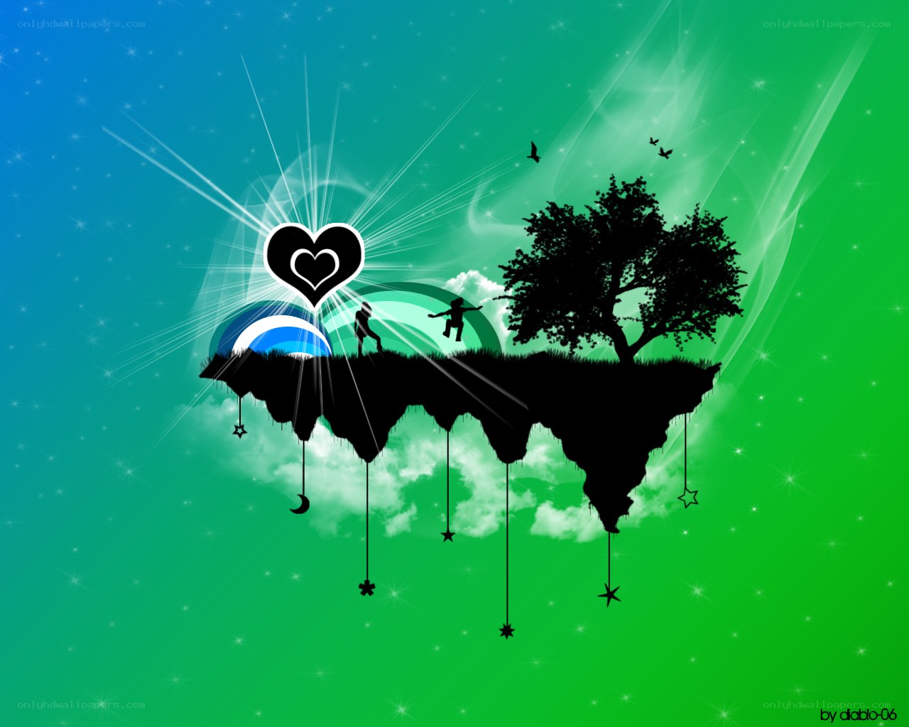 floating island with heart
