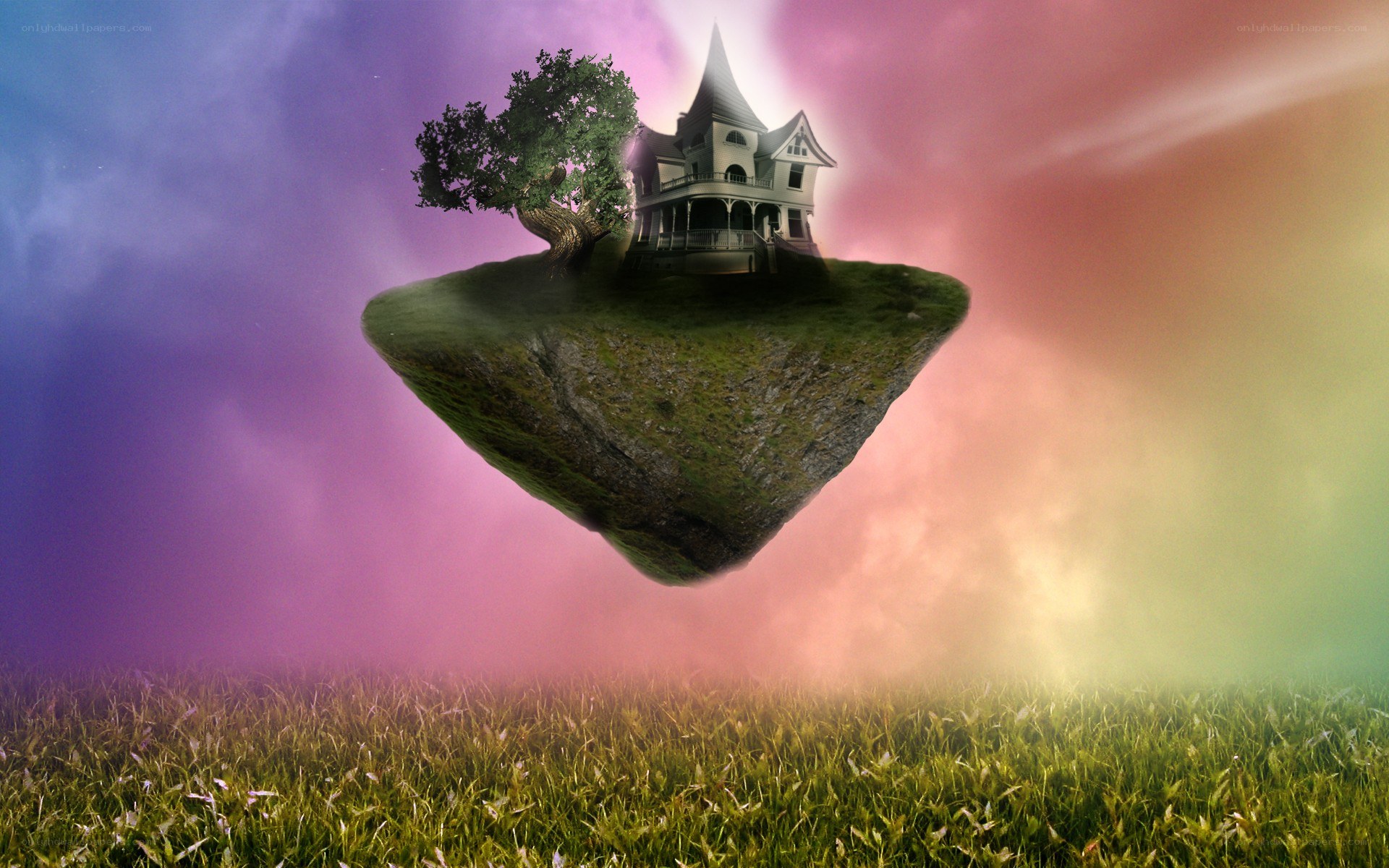 floating island with house