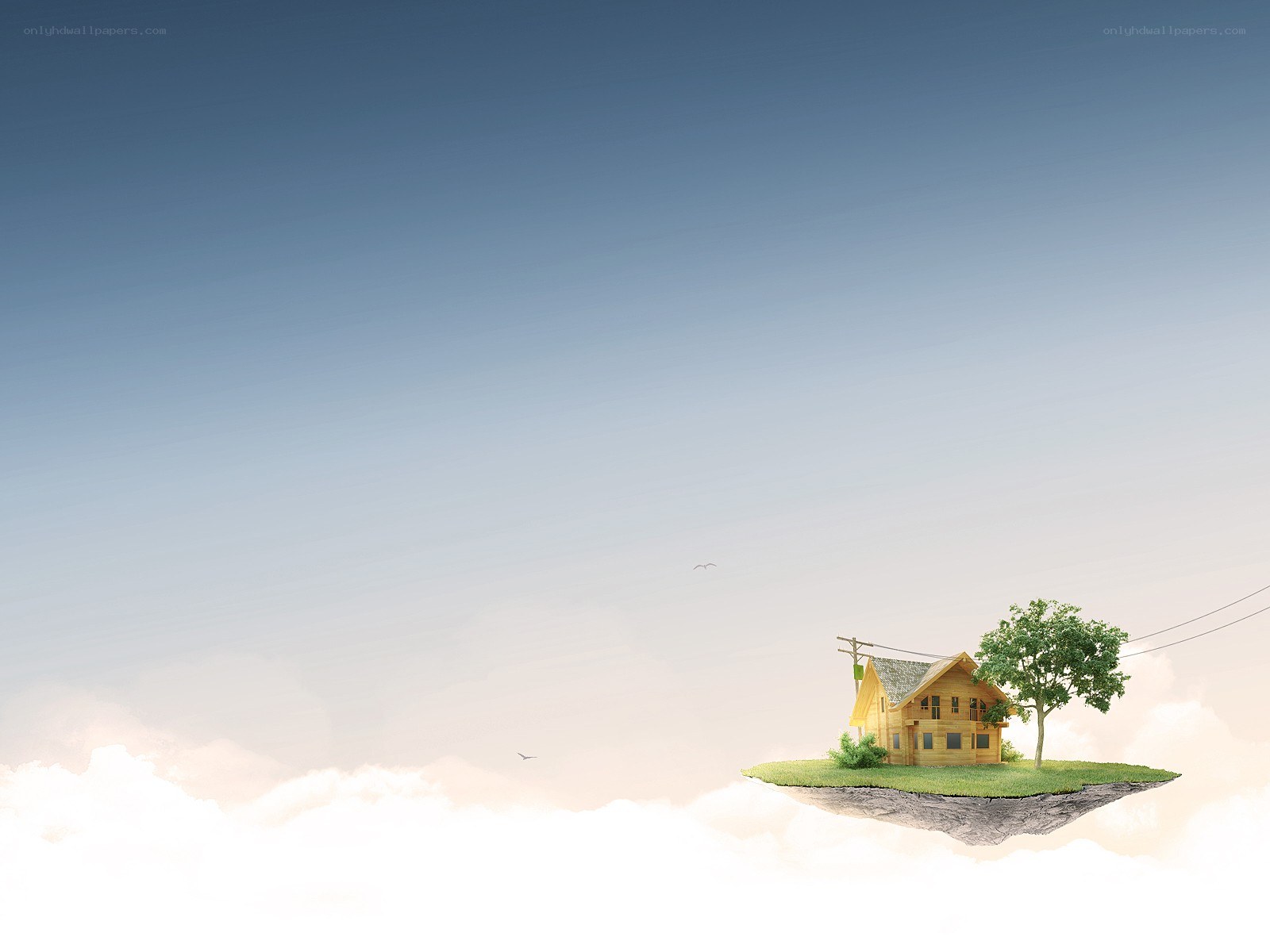 Floating island with house