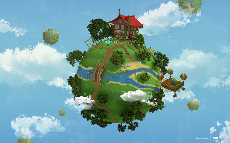 Floating Island with House — Green