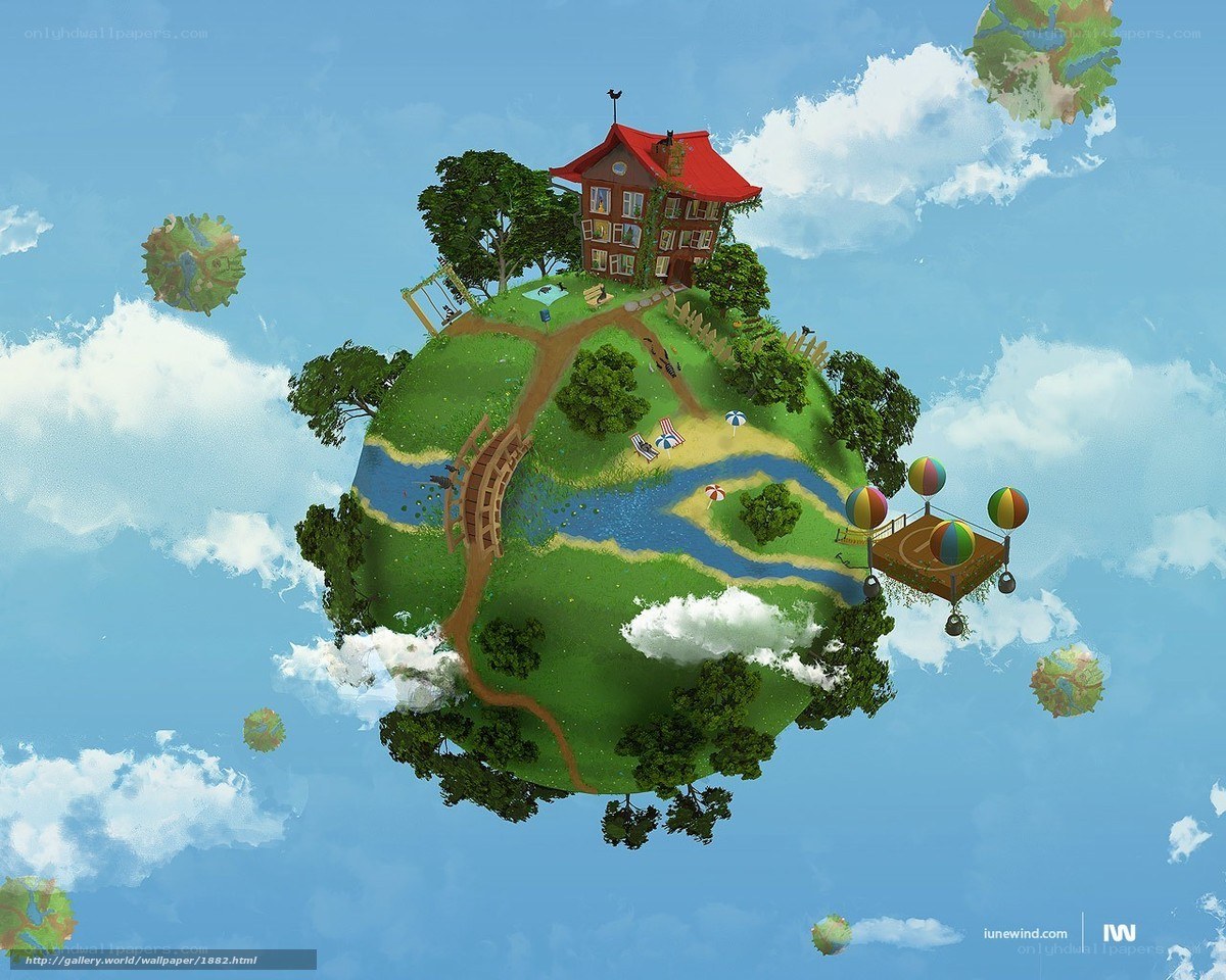 floating island with house