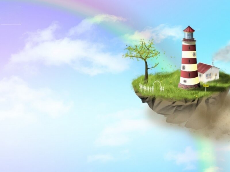 floating island with lighthouse