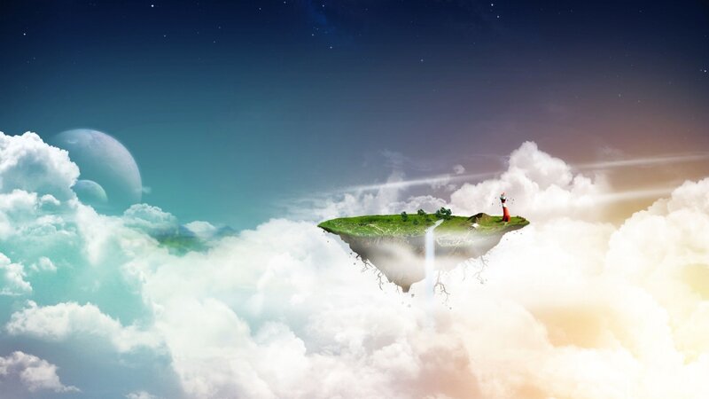 Floating Island with Lighthouse — Blue