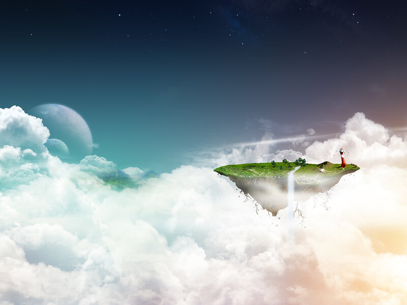 Floating Island with Lighthouse — White