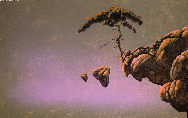 Floating island with lone tree