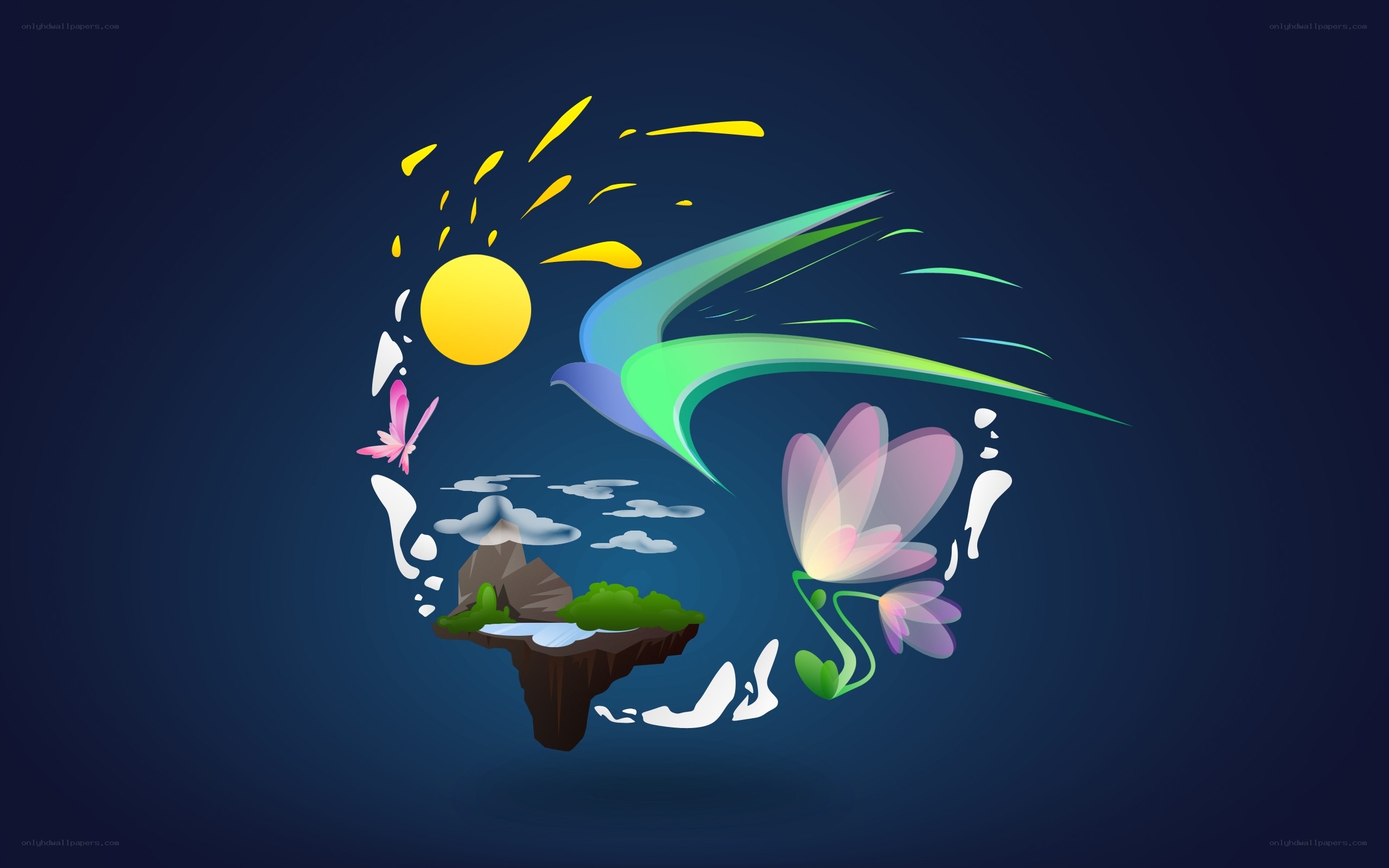 floating island with nature elements