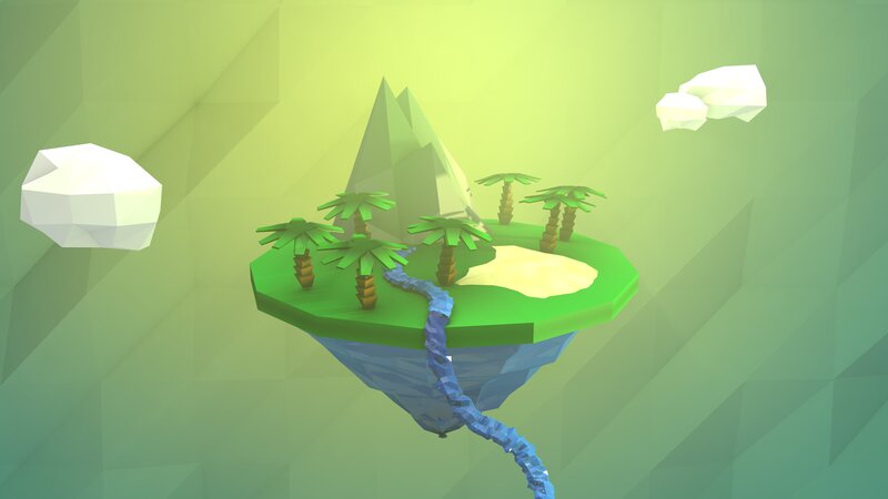Floating Island with Palm Trees — Green