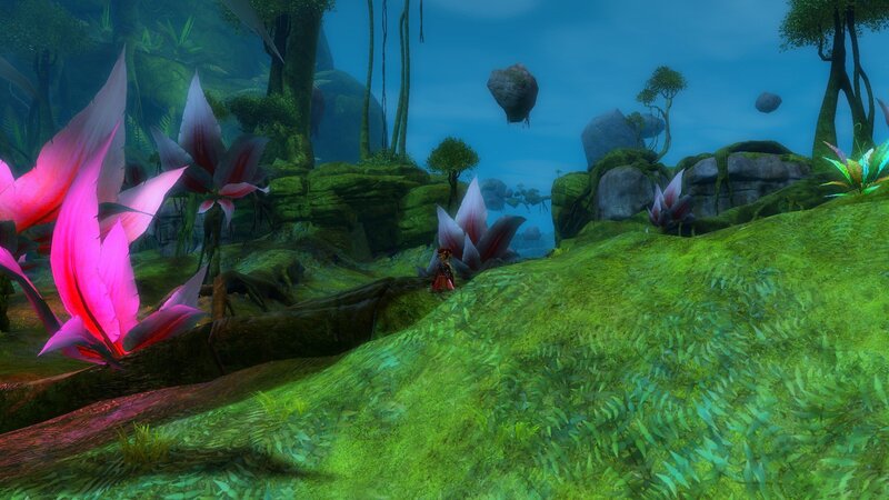 Floating island with pink flowers