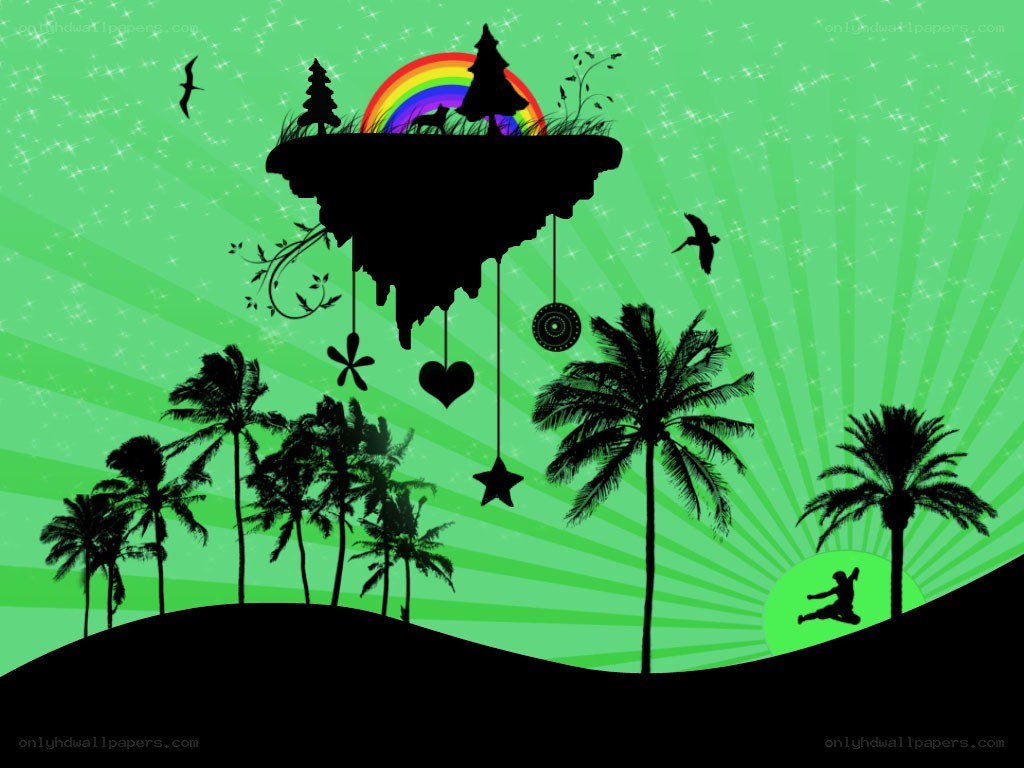 floating island with rainbow