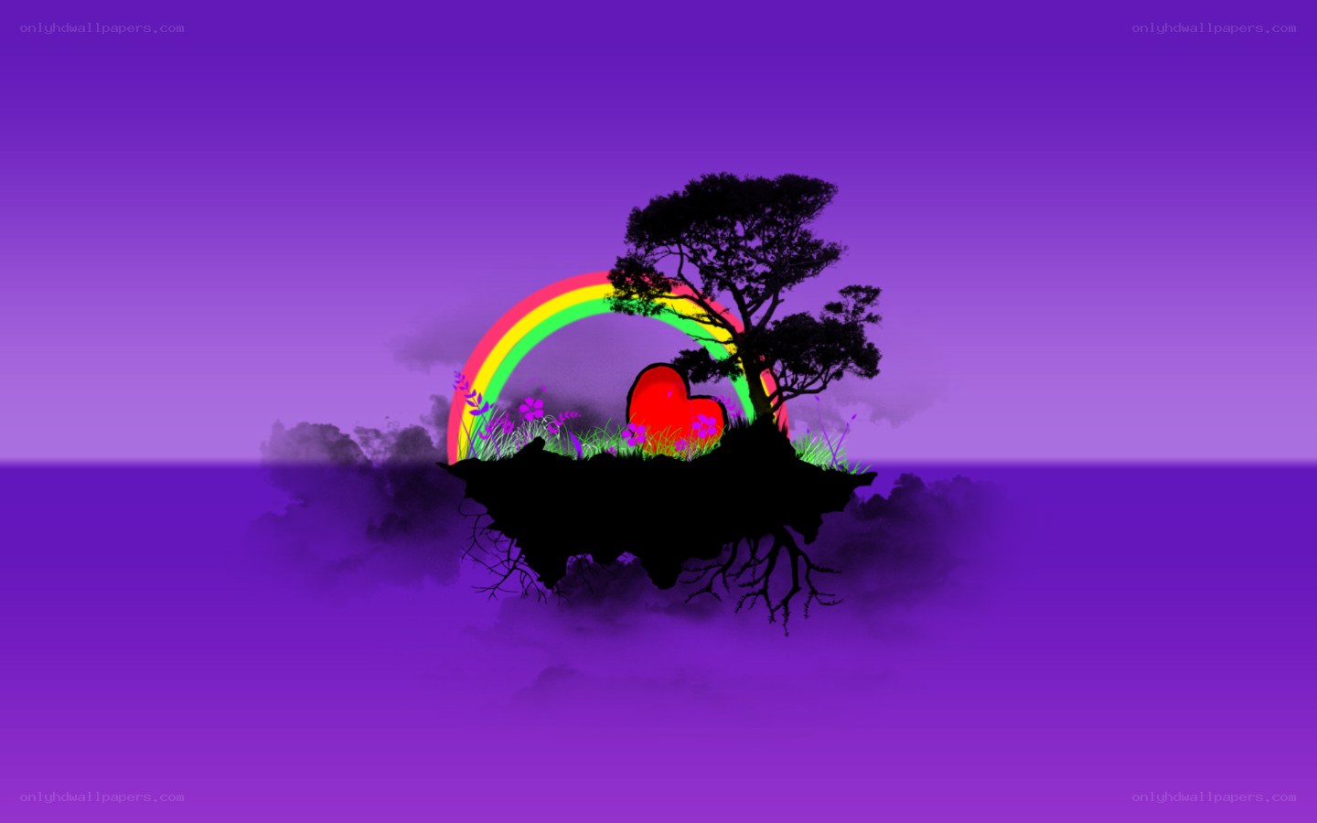 floating island with rainbow