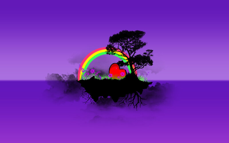 Floating Island with Rainbow — Purple, Dreamy