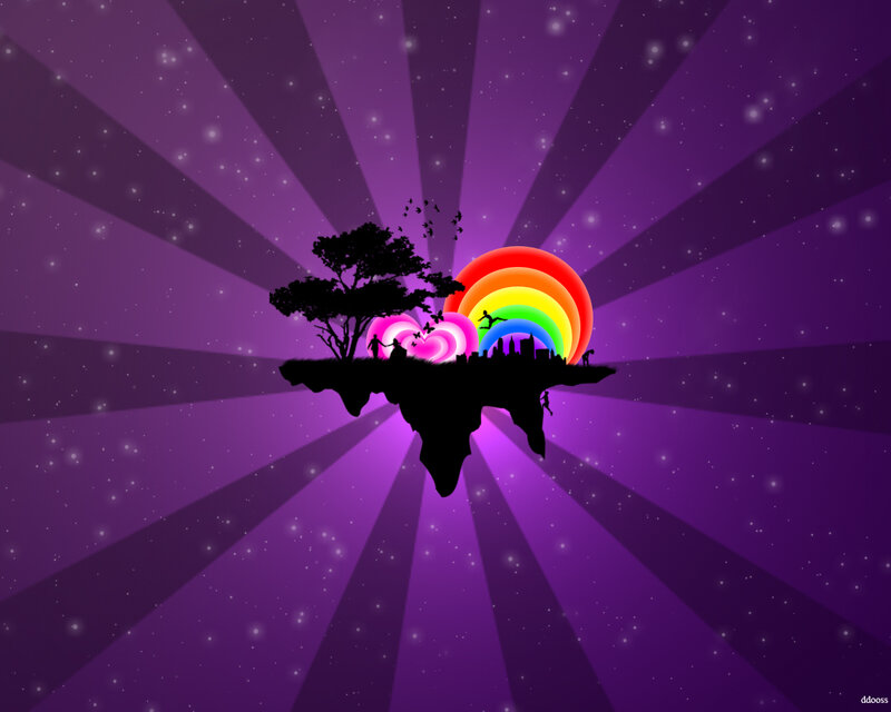 floating island with rainbow