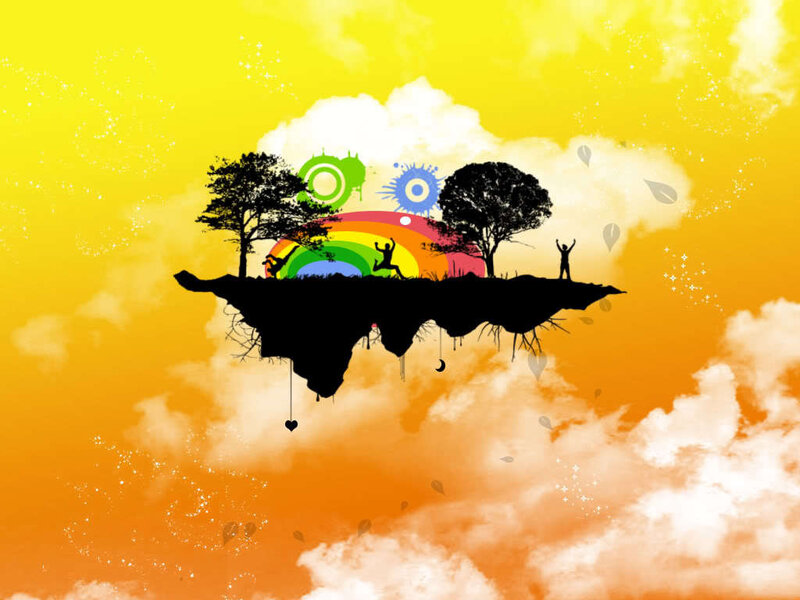 Floating Island with Rainbow — Yellow