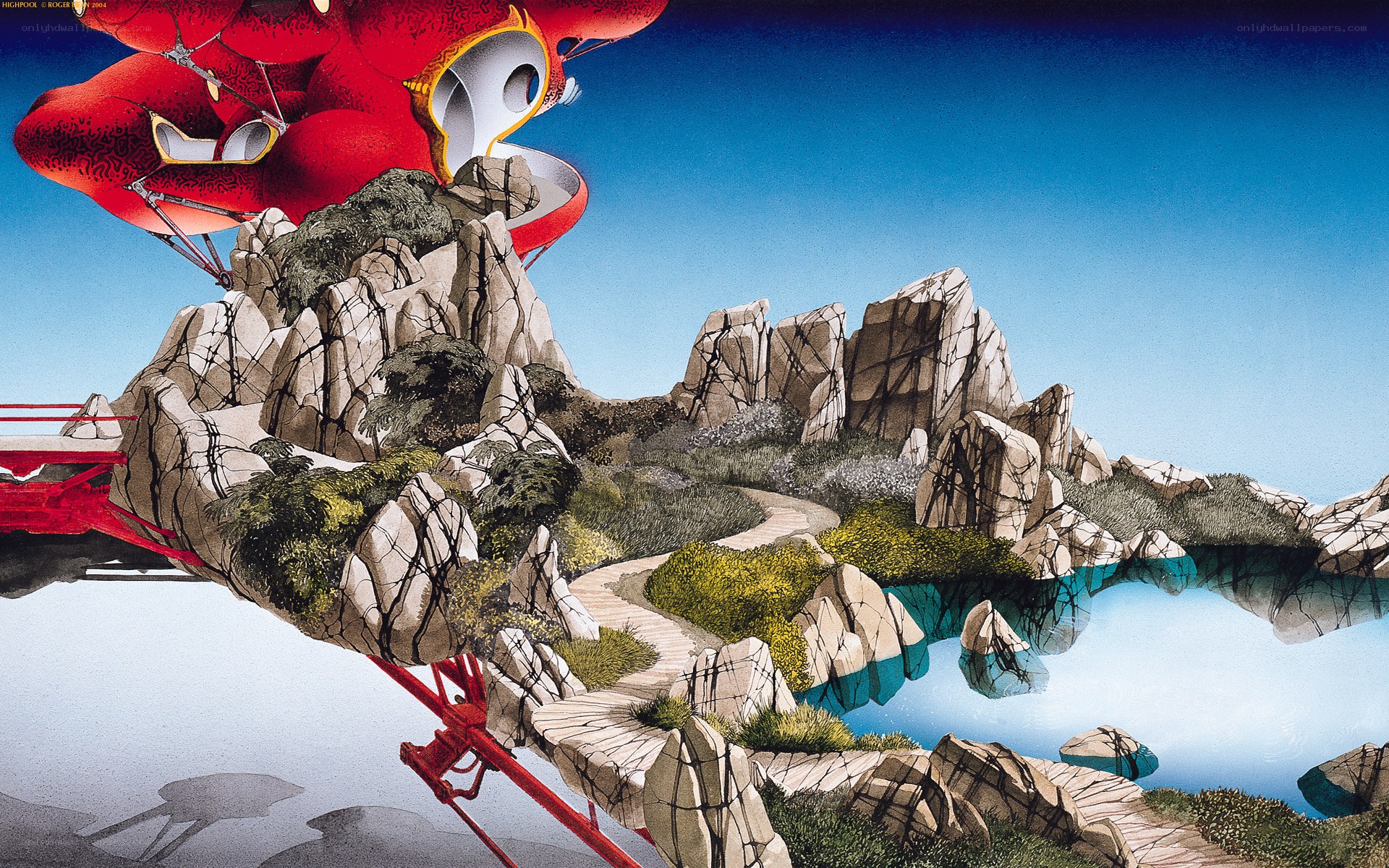 Floating island with red airship