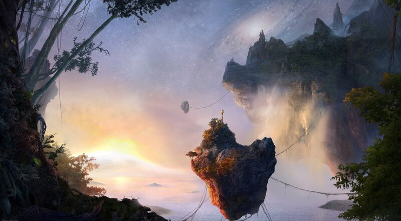 Floating Island with Rope Bridge