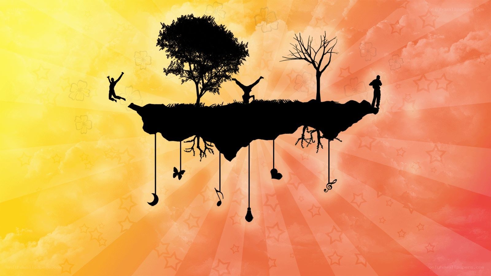 floating island with silhouettes