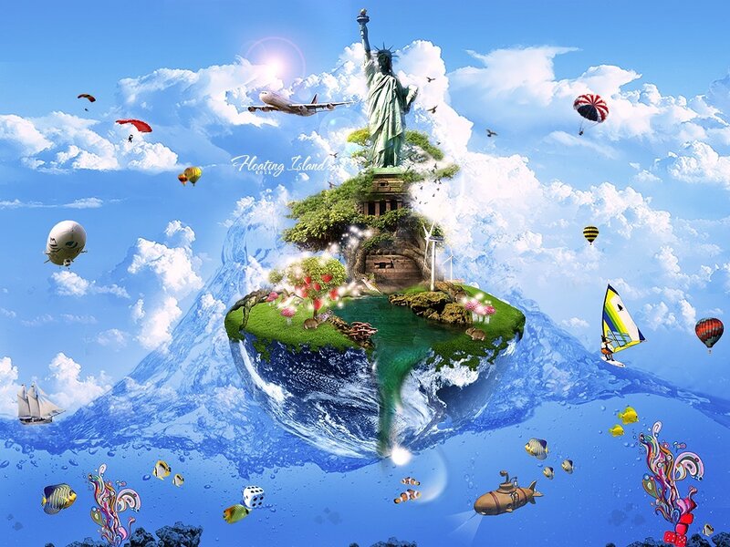 Floating Island with Statue of Liberty