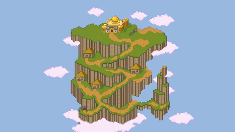 Floating Island with Temple — Blue, Serene