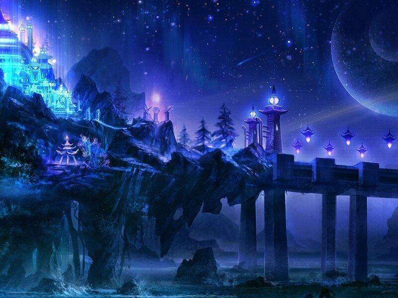 Floating Island with Temple — Blue