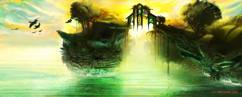 Floating Island with Temple — Green