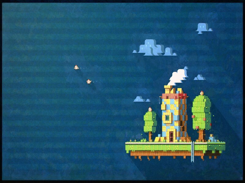 Floating Island with Tower — Blue