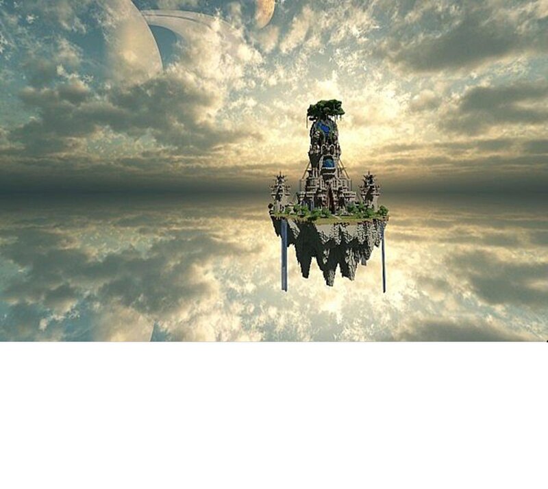 Floating Island with Tower — Gray