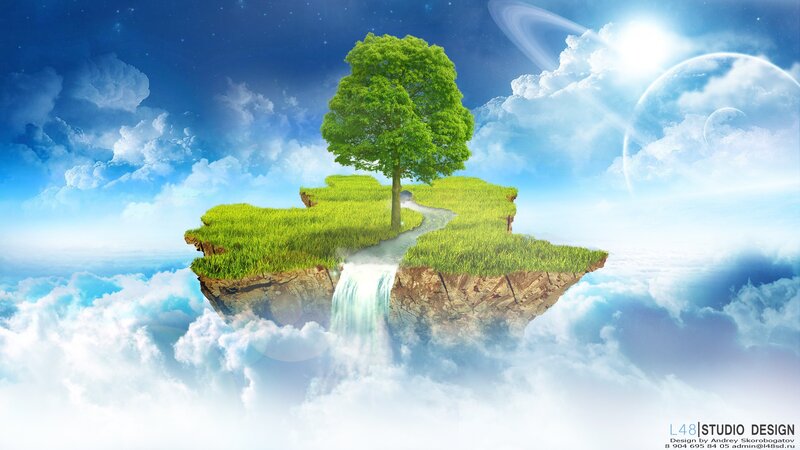 floating island with tree