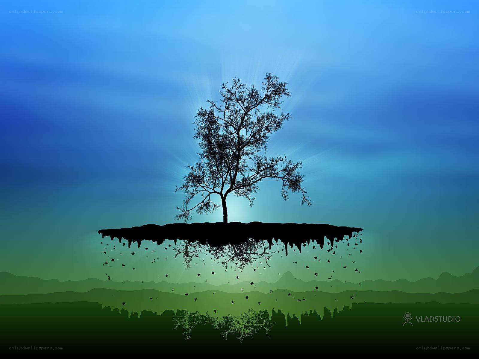 floating island with tree