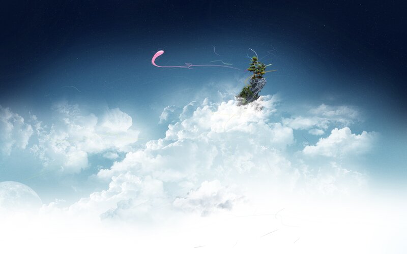 Floating Island with Tree — Blue, Serene