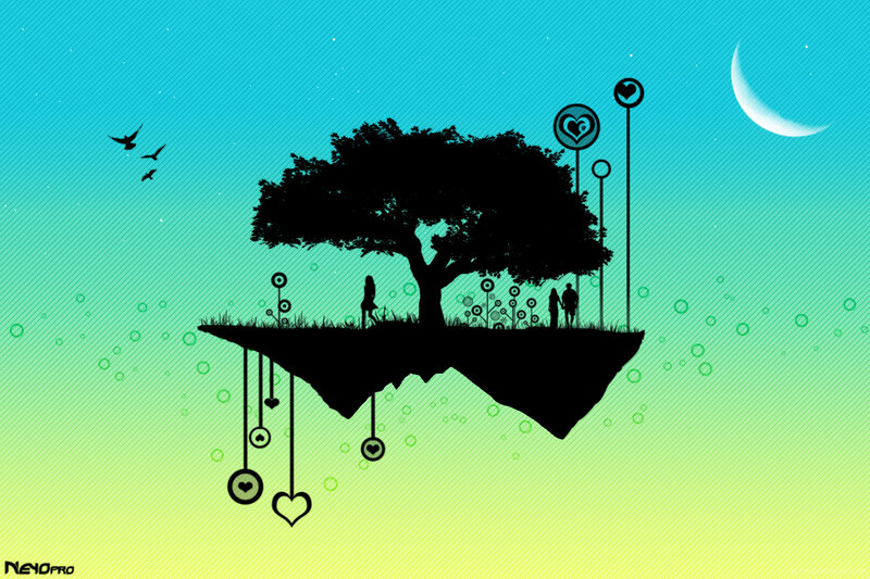 Floating Island with Tree — Blue