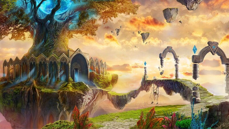 Floating Island with Tree — Green, Fantasy
