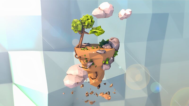 Floating Island with Tree — Green, Serene, 3d Render