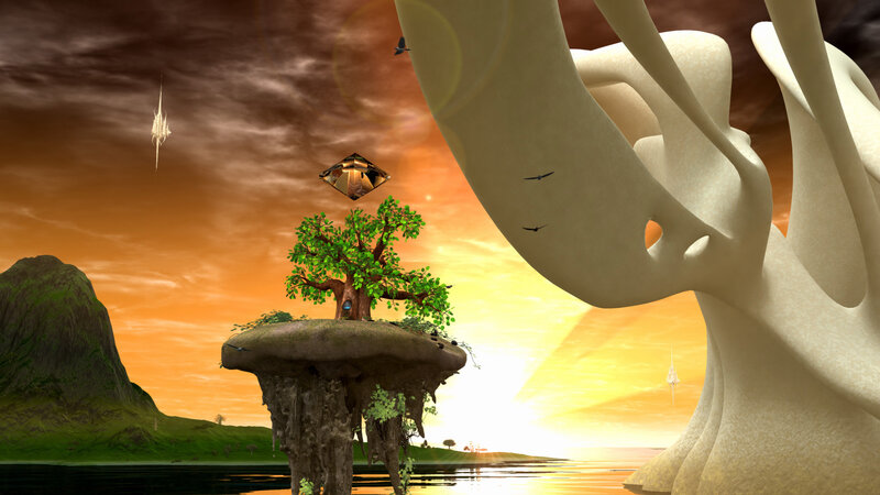 Floating Island with Tree — Orange