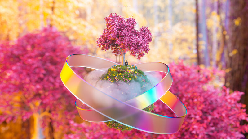 Floating Island with Tree — Pink
