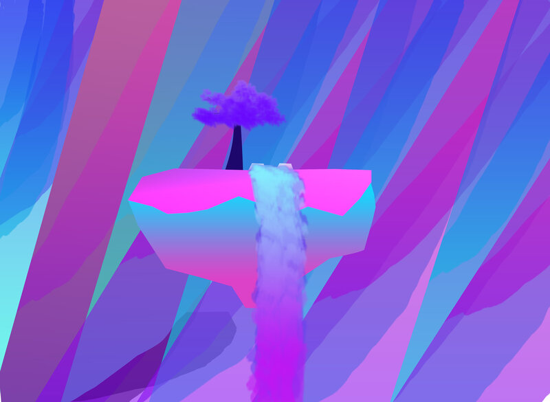 Floating Island with Tree — Purple, Dreamy