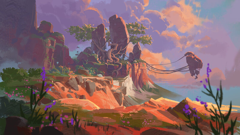 Floating Island with Tree — Purple