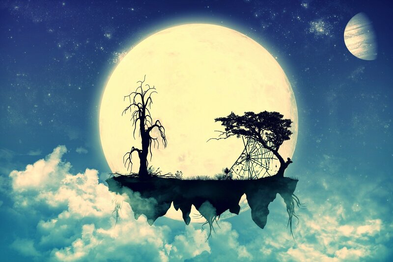 Floating Island with Trees — Blue