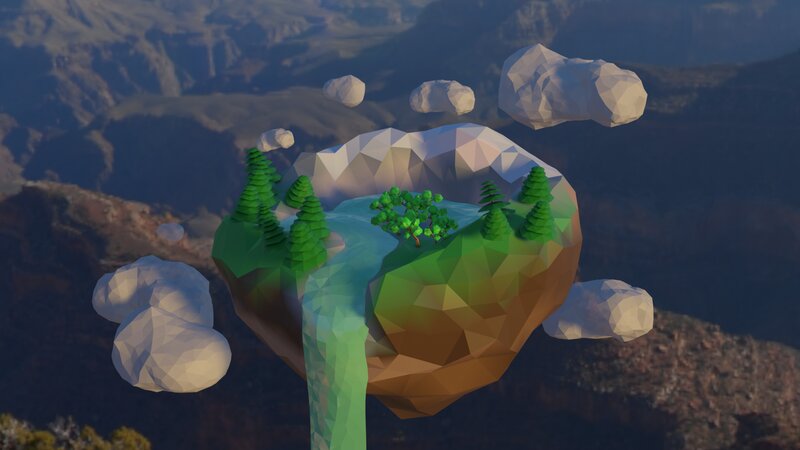 Floating Island with Trees — Green, Serene