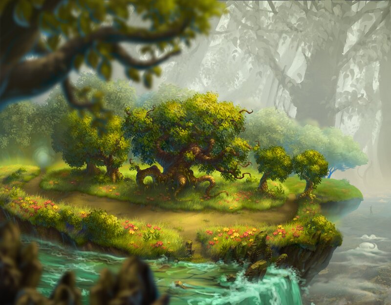 Floating Island with Trees — Green
