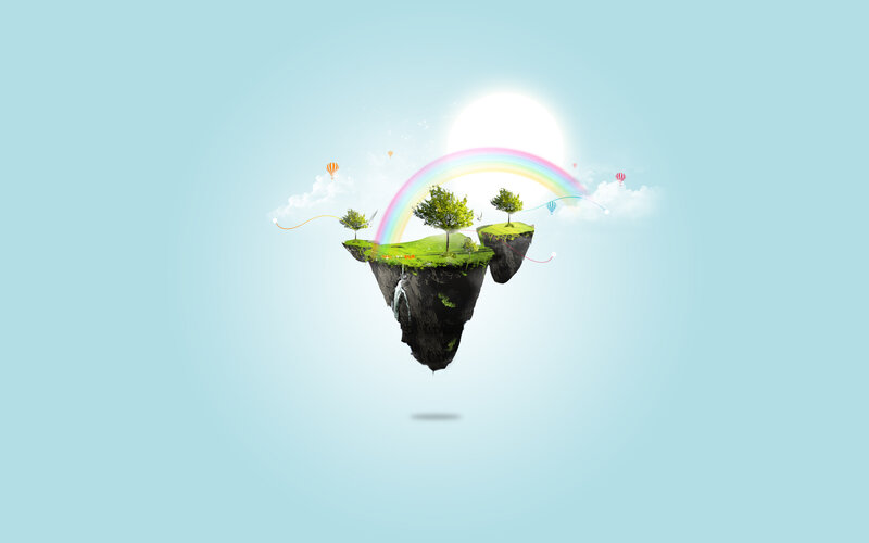 Floating Island with Trees — Light Blue