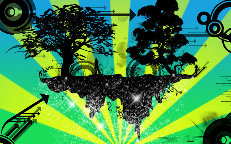 floating island with trees