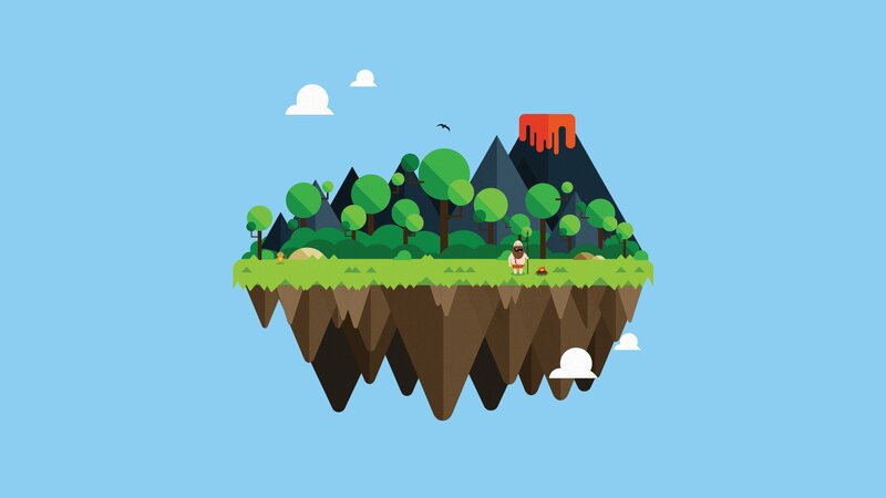 Floating Island with Volcano