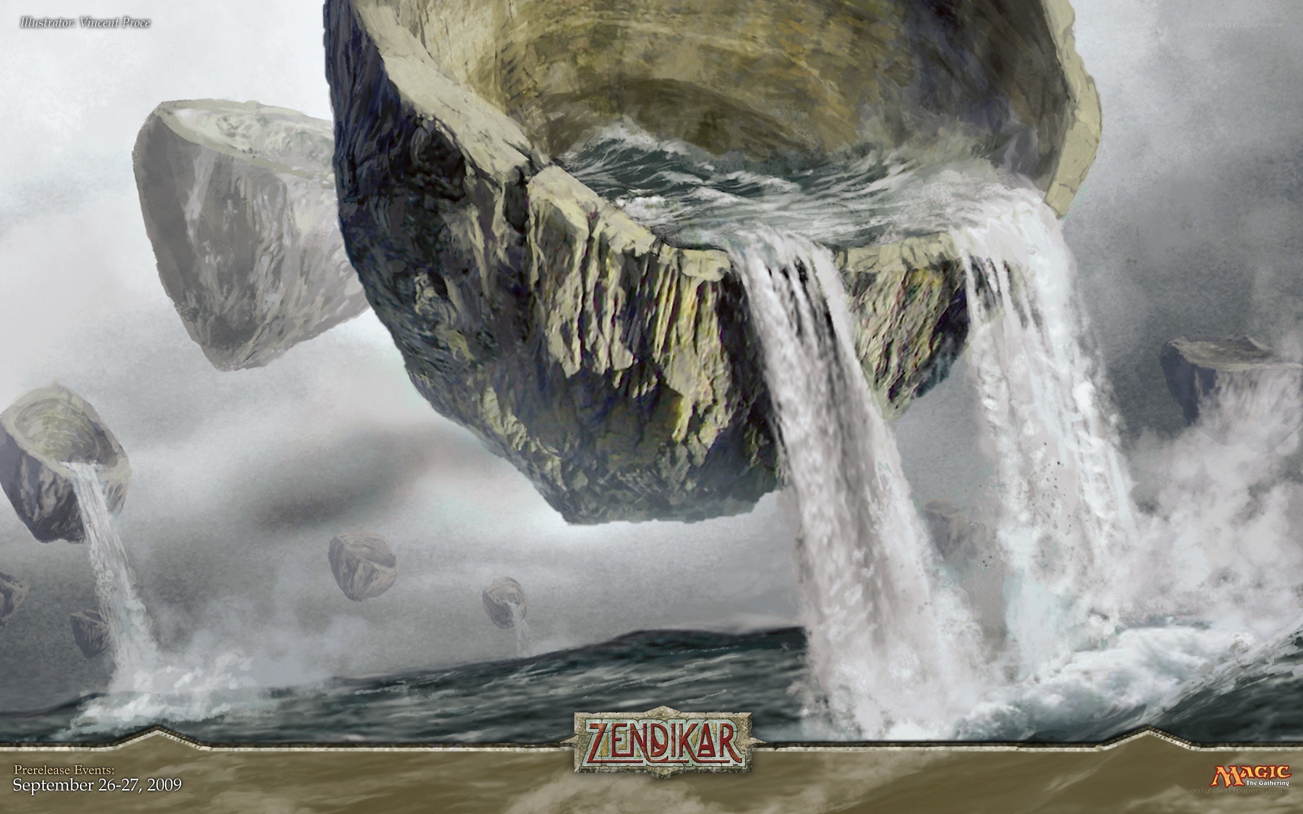 floating island with waterfall