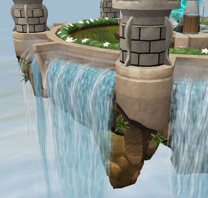 Floating Island with Waterfall — Blue, Serene