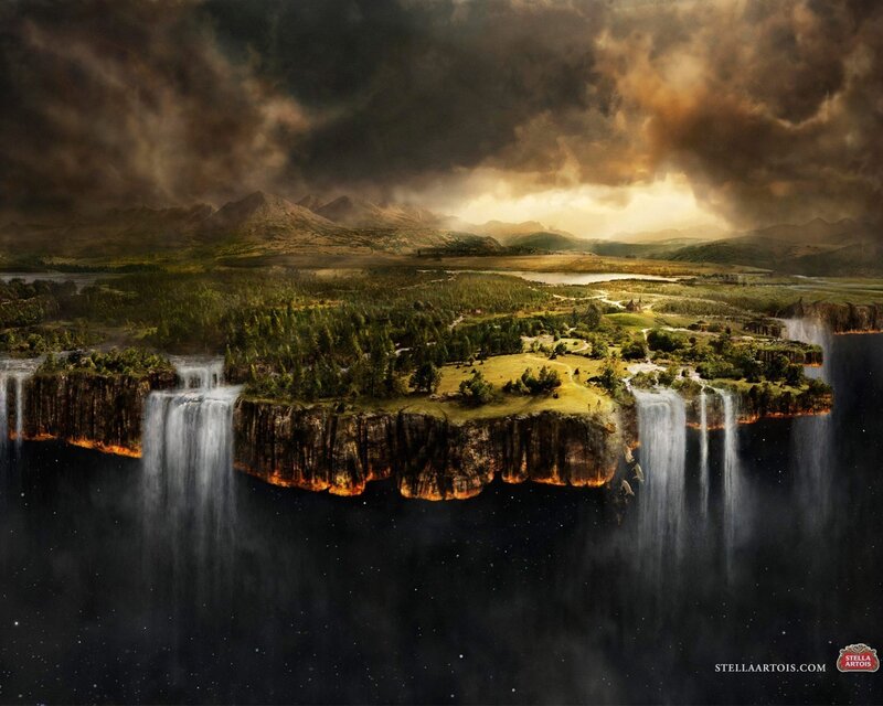 floating island with waterfalls