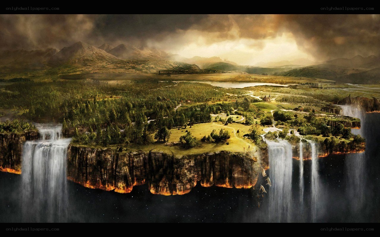 Floating Island with Waterfalls