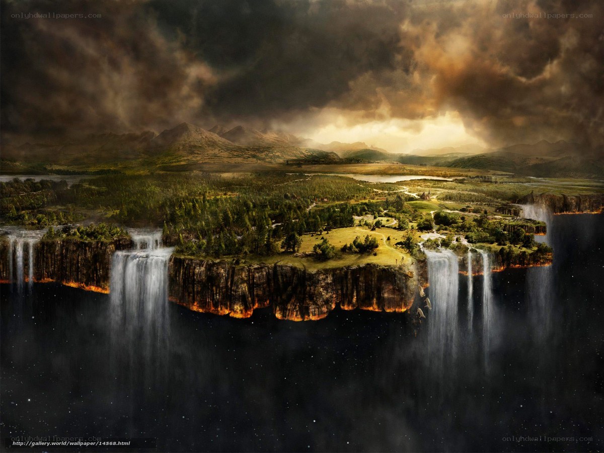 Floating Island with Waterfalls