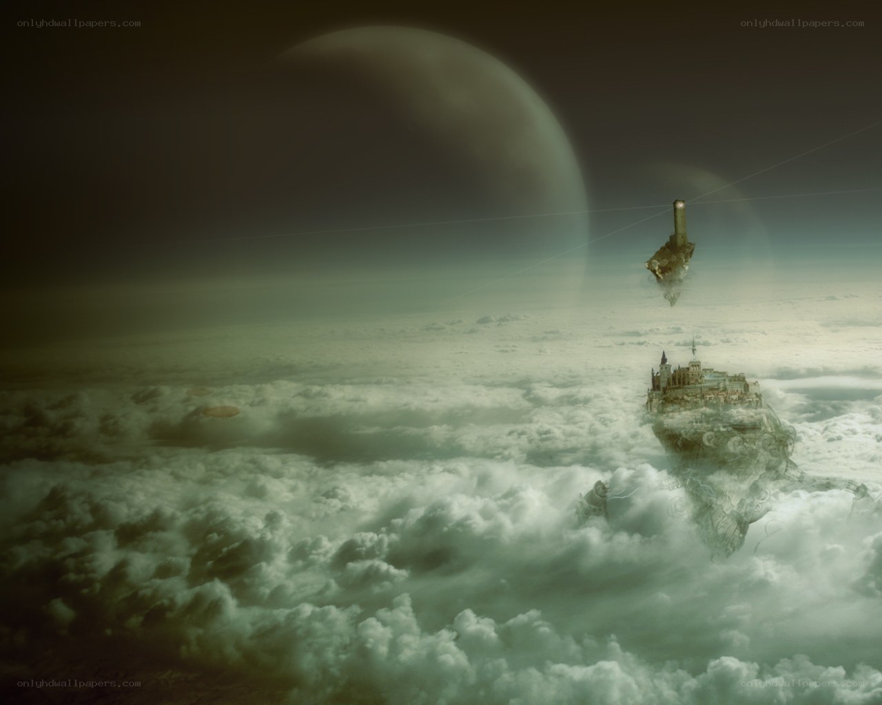 floating islands above clouds