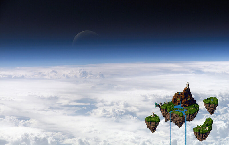 floating islands above clouds